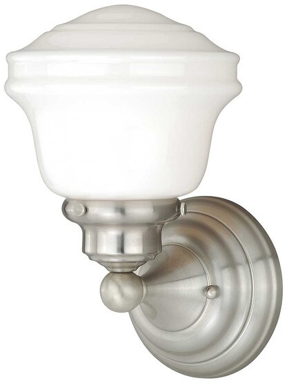 Huntley 1-Light Bath Sconce in Satin Nickel.